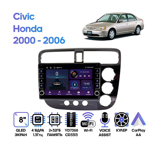 купить Штатная магнитола Honda Civic 2000 - 2006 Wide Media LC9206ON-2/32B 1