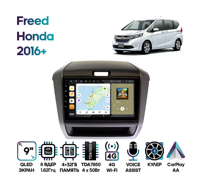 купить Штатная магнитола Honda Freed 2016 - 2024 Wide Media MT9258QU-4/32 1