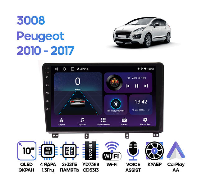 купить Штатная магнитола Peugeot 3008 2010 - 2017 Wide Media LC1133ON-2/32T 1