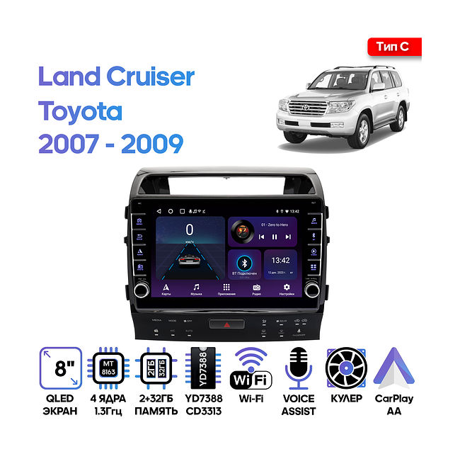 купить Штатная магнитола Toyota Land Cruiser 2007 - 2009 Wide Media LC1201ON-2/32B тип C 1