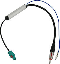 ISO-переходник на антенну для VW, Audi, Opel, Skoda прямой длинный (с питанием)