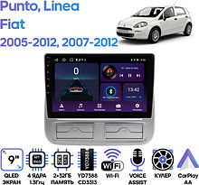 Штатная магнитола Fiat Punto 2005 - 2012, Linea 2007 - 2012 Wide Media LC9913ON-2/32T