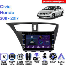 Штатная магнитола Honda Civic 2011 - 2017 (хэтчбэк) Wide Media LC9620ON-2/32B левый руль