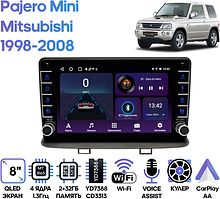 Штатная магнитола Mitsubishi Pajero Mini 1998-2008 Wide Media LC9554ON-2/32B взамен верхнего кармана