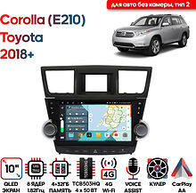 Штатная магнитола Toyota Highlander 2007 - 2013 Wide Media KS1179QR-4/32 для авто с усил., тип 3