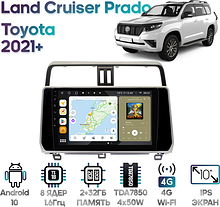Штатная магнитола Toyota Land Cruiser Prado 2021+ Wide Media MT1334QU-4/32 прав. руль и 360